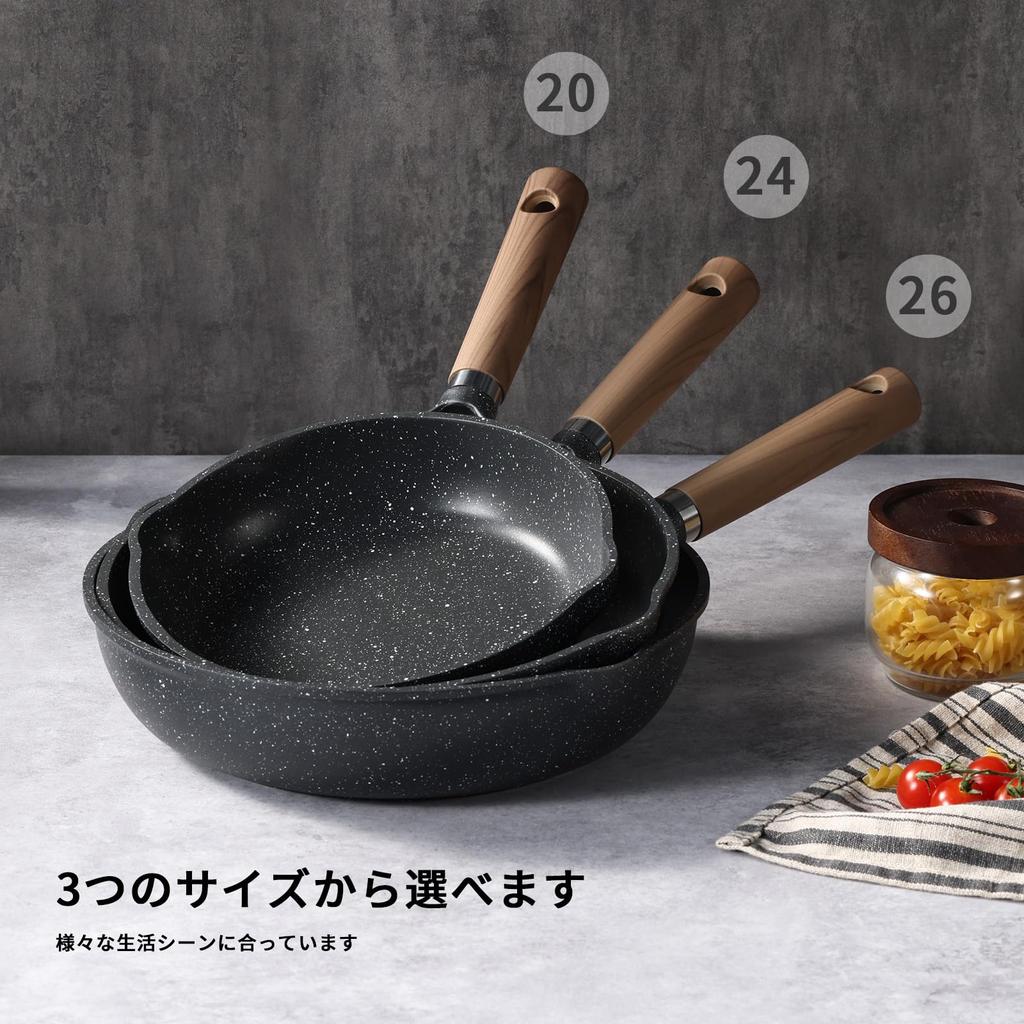 CAROTE COSY BLACK Series Frying Induction Gas Marble Incredibly Easy to Suitable for a Wide Range of Cooking Suitable for Fried Compatible with All