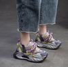6CM Spring Air Mesh Leather Pigskin Women Ankle Boots Flats Booties Mixed Color Chunky Sneaker Comfy Fall Summer Shoes