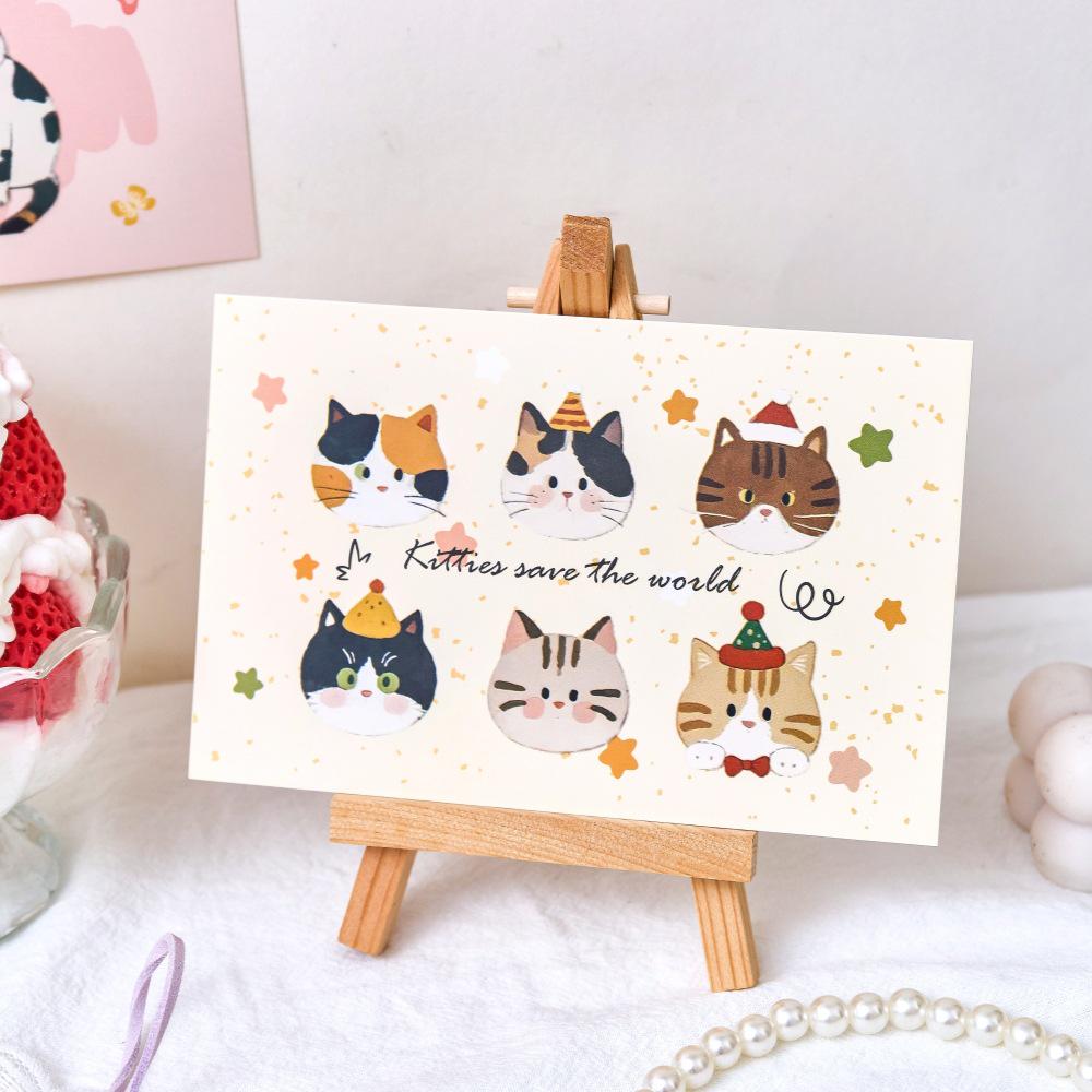 Cat Paradise Silver Stamped Postcard – Cute Pet Theme Gift & Decoration