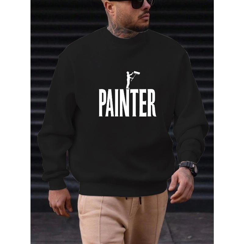 Men's Painter Print Casual Crewneck Sweatshirt.
