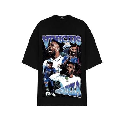Summer Cotton T-shirt Men's Heavy Retro Tee Hip Hop Oversized Loose Short Sleeves T-shirt Vinicius Jr Print Y2k Short Sleeves