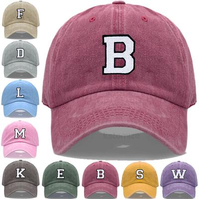 Boné de Baseball Bordado A-Z Para Homens Mulheres Algodão Lavado de Alta Qualidade Bonés de Pai Viseiras Esportivas de Equipe Bonés Snapback Estampa de Letra Inicial