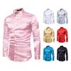 New Spring And Autumn Winter Men'S Solid Color Casual Shirt Men'S Fashion Trend Bright Face Collar Long Sleeve European Size Shirt
