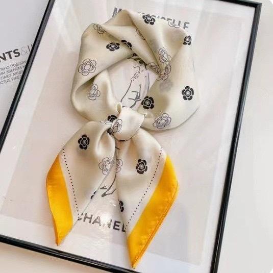 Luxury Satin Print Silk Scarf Square Women Streamer Neck Scarves Wrap Head Kerchief Beach Hair Band For Woman Bandana Summer