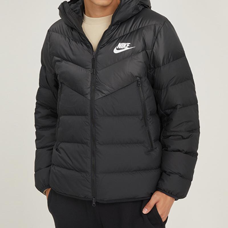 New Nike Men Logo Casual Hooded Down Jacket Black DV0754-010
