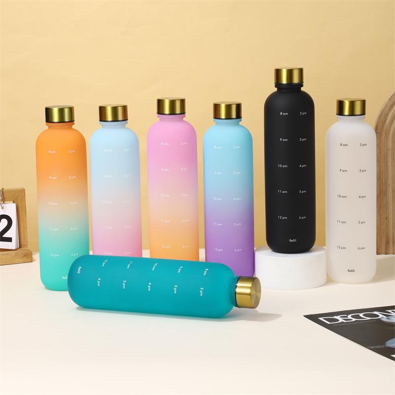 Gradient Color Large Capacity Frosted Sports Water Bottle - Portable and Stylish for Outdoor Use