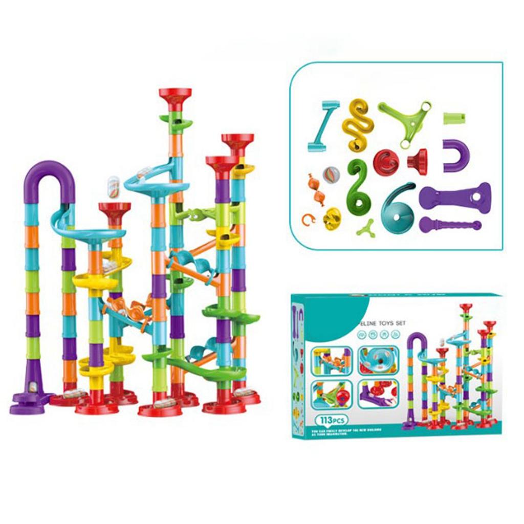 113pcs Track Blocks Game Set Improve Fine Motor Skill DIY Ball Maze Track Blocks Toy