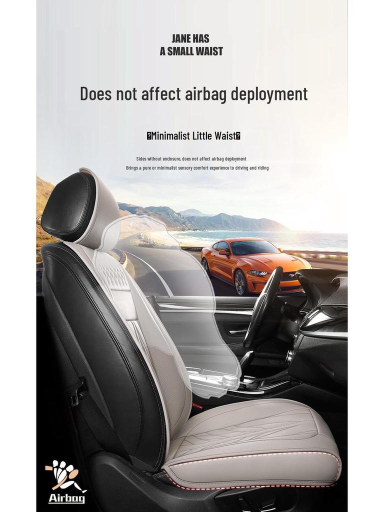 2025 All-Season Universal Breathable Leather Car Seat Cover Set - 5-Seat, Full Surround, Three-Piece