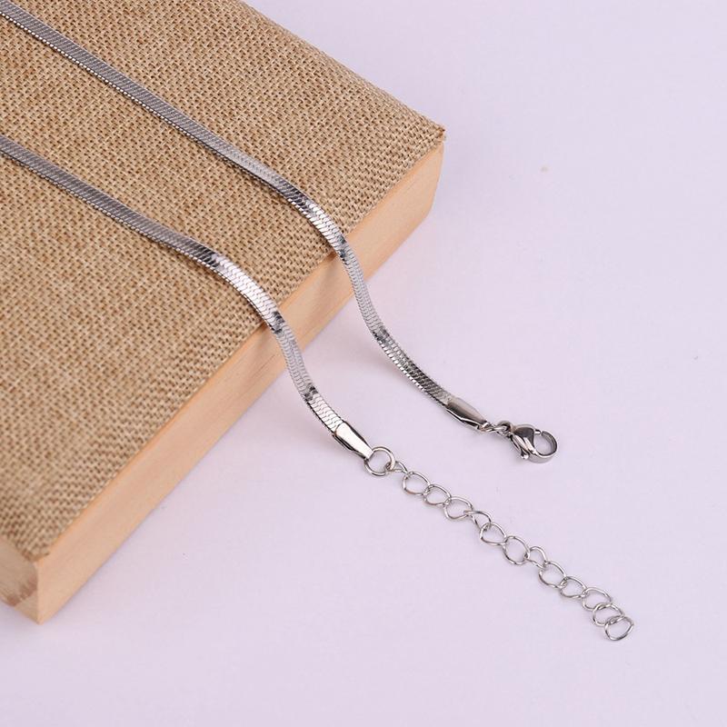 Personality Simple All-Match Hip-Hop Clavicle Chain Light Luxury European American Titanium Steel Non-Fade Flat Snake Bone Chain