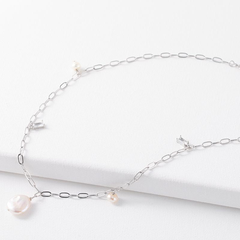 

Ожерелье из пресноводного жемчуга особой формы в стиле барокко, цепочка свитера с черным цирконием, темперамент, простая индивидуальность, ожерелье в придворном стиле для женщин