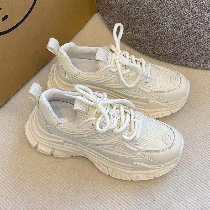 Korean version shows feet little dad shoes women's 2025 autumn new versatile platform white shoes high-end casual sports shoes