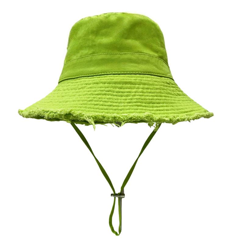Japonský bavlněný klobouk typu bucket hat s raw hranou, jednobarevný, dámský barevný sluneční klobouk pro cestování a nakupování, sluneční clona, Panama klobouk