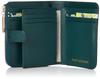 Cowhide embossed slim wallet with logo brooch, green.
