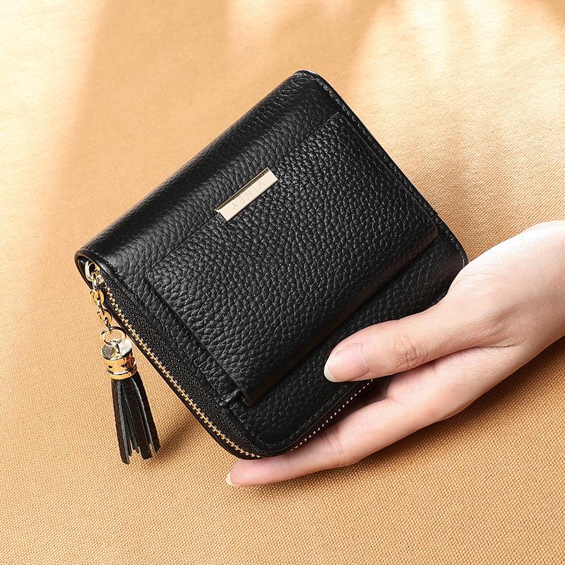 Small wallet women's fashion new leather short change bag niche design women's simple folding wallet
