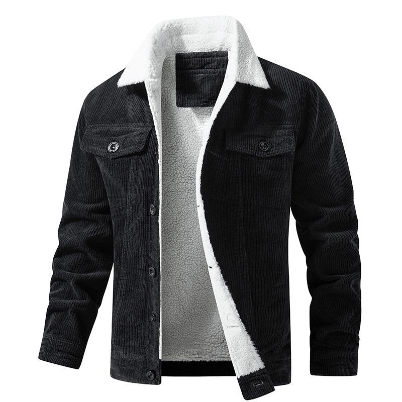 Men's Corduroy Jacket with Sherpa Lining, Button Front Closure, Chest Pockets, Multiple Colors Available