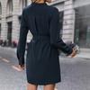 Women's long-sleeved V-neck dress, new autumn and winter elegant style commuter shirt, short skirt
