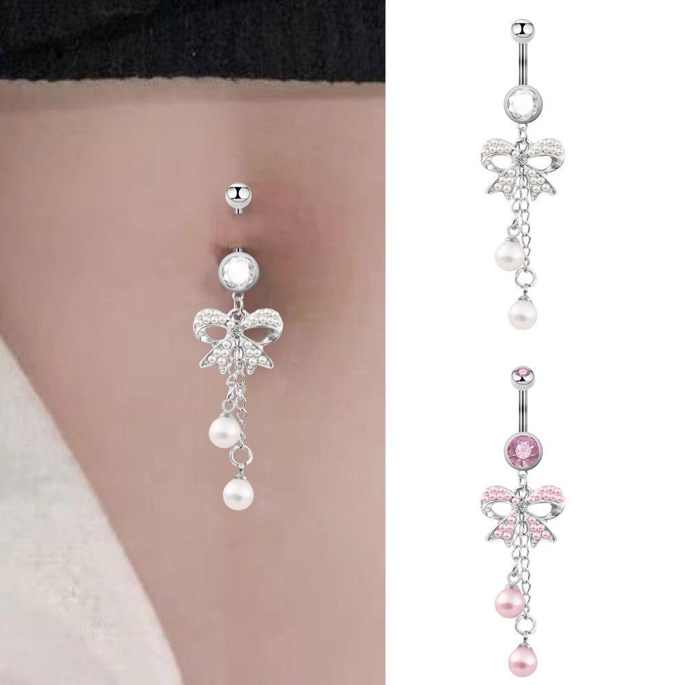 Fashion Jewelry Bowknot Navel Button Ring Rhinestone Body Jewelry  Body Piercing