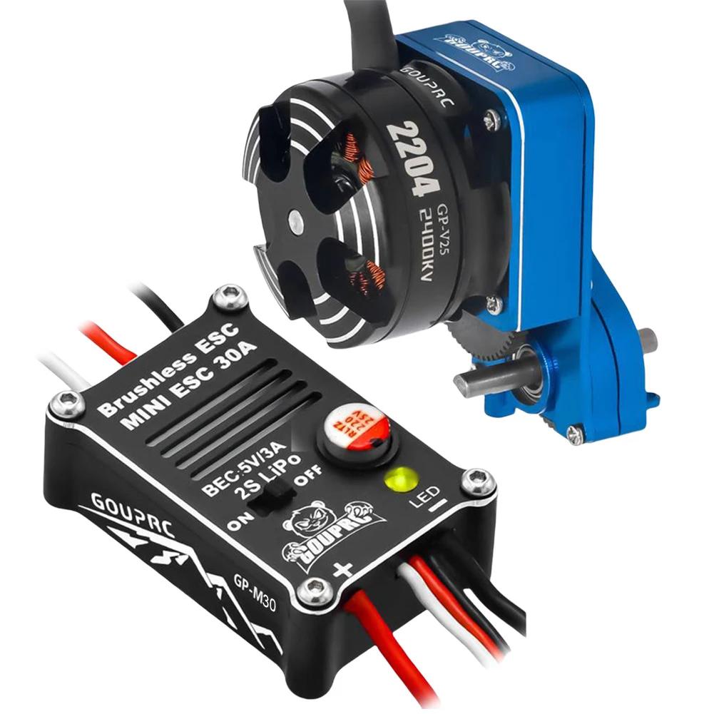 

2204 2400KV Brushless Outrunner Motor with Transmission and 30A ESC for 1/24 RC Crawler Axial SCX24 Upgrade синій