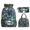 3 Piece School Backpack Set for Students Large Capacity Oxford Cloth Schoolbag with Shoulder Strap and Pencil Case