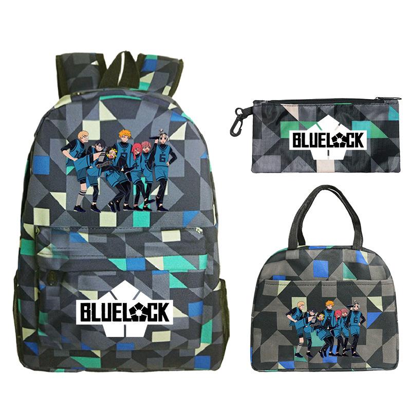 3 Piece School Backpack Set for Students Large Capacity Oxford Cloth Schoolbag with Shoulder Strap and Pencil Case