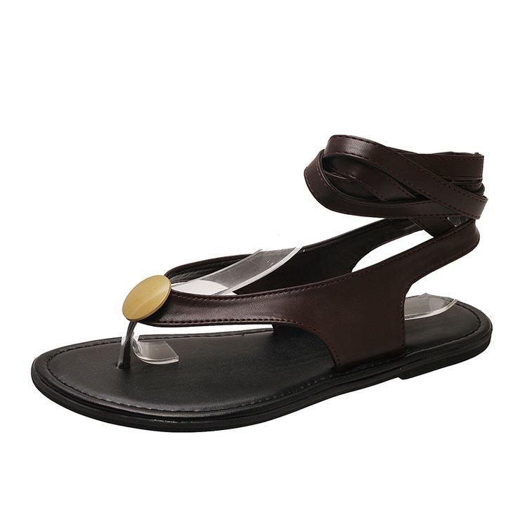 Fashion Flats Women Sandals Designer Fashion Clip Toe Shoes Summer Retro Women's Sandals 2025 Brand Trend Dress Beach Female Chaussure