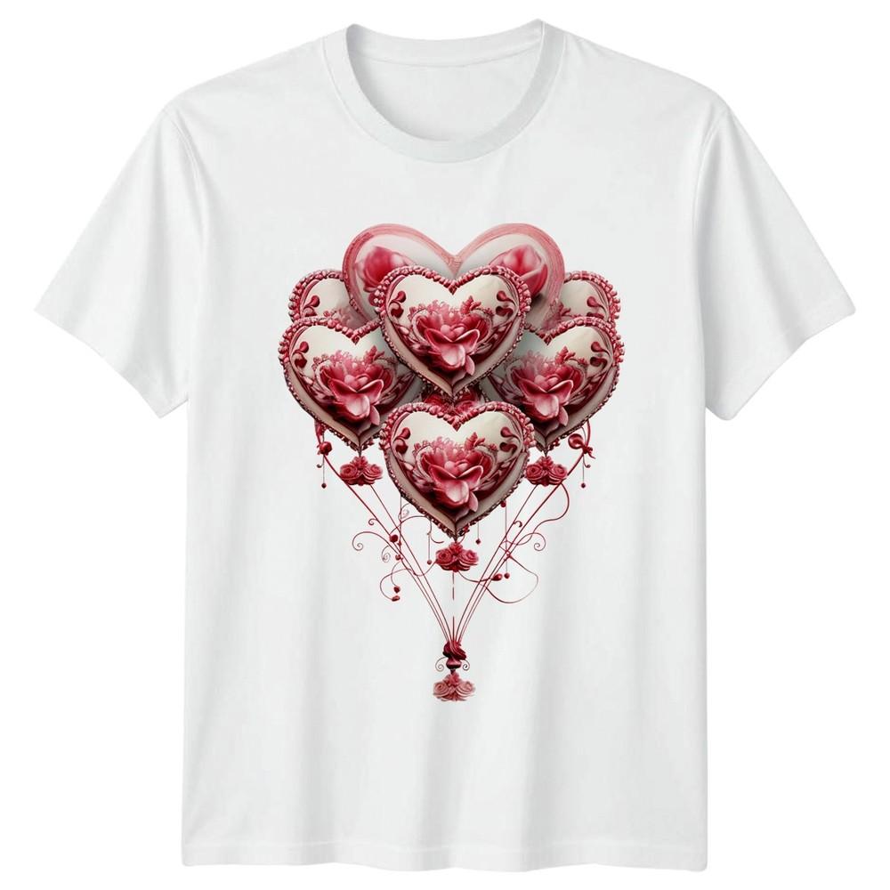 

Hearts Floral Valentines Day Mens TShirt Womens Tee Graphic Unisex Top Unisex T-Shirt L