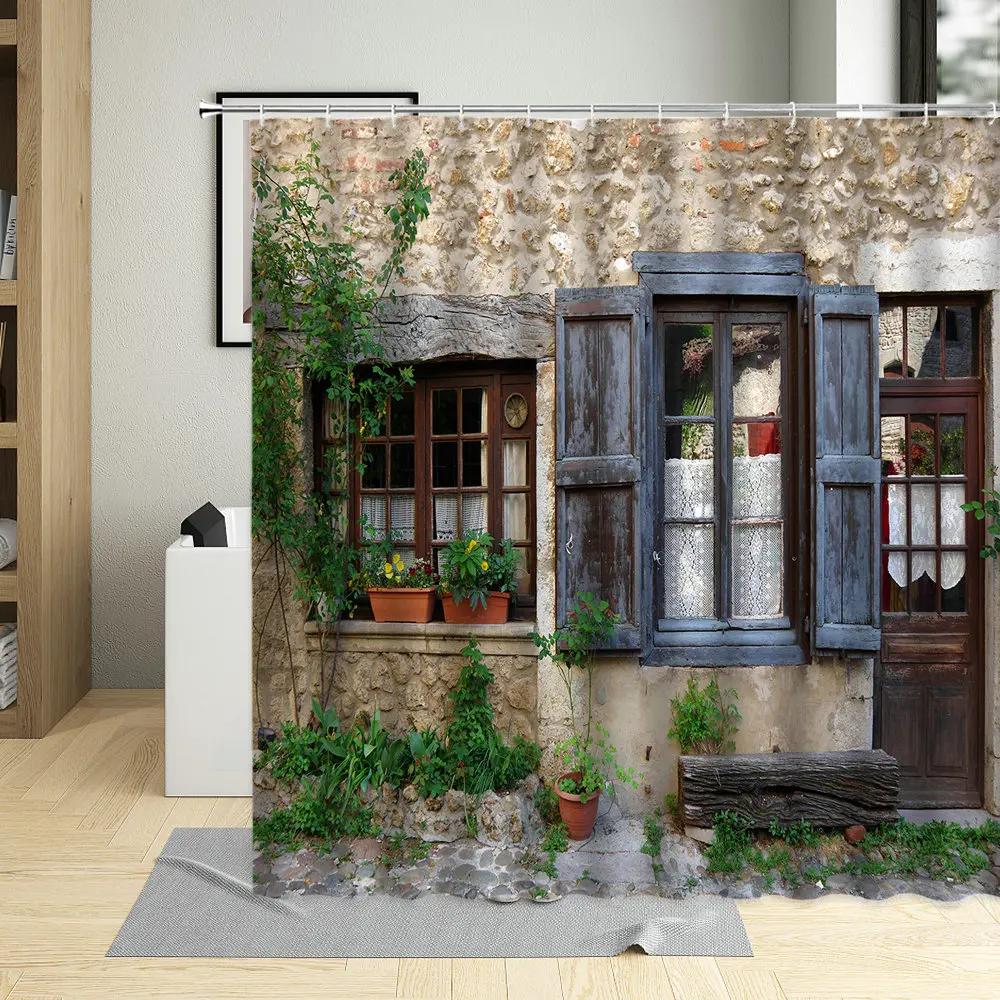 Moroccan Garden Shower Curtain Surrounded By Flowers Vintage Wooden Door Pattern For Home Decor Bathroom Curtains With Hooks Set