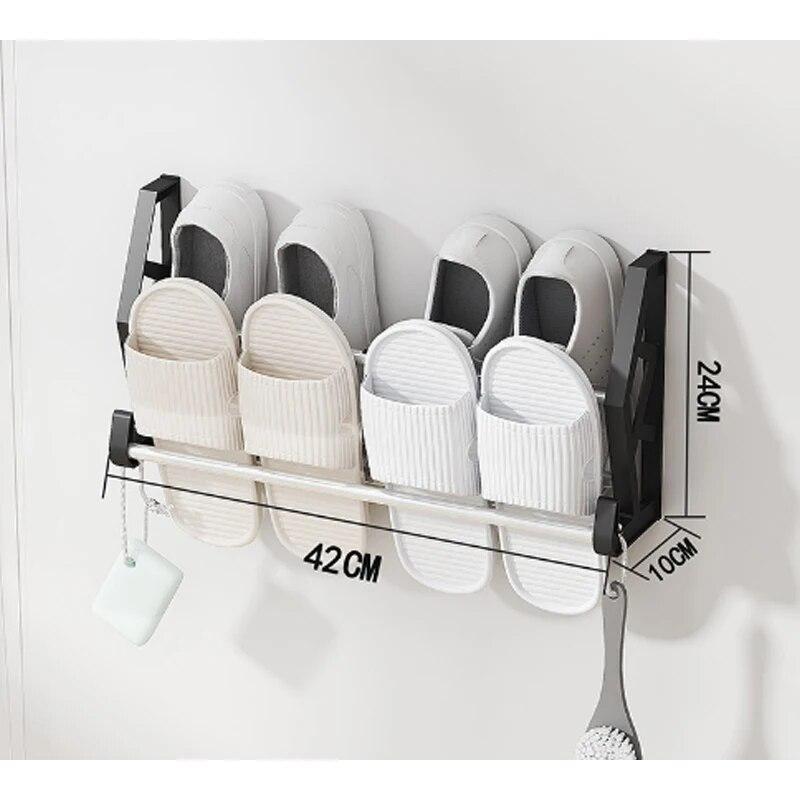 Nail Free and Hole Free Door Back Shoe Rack, Bathroom Slipper Rack, Simple Multi-layer Assembly, Wall Mounted Storage Rack