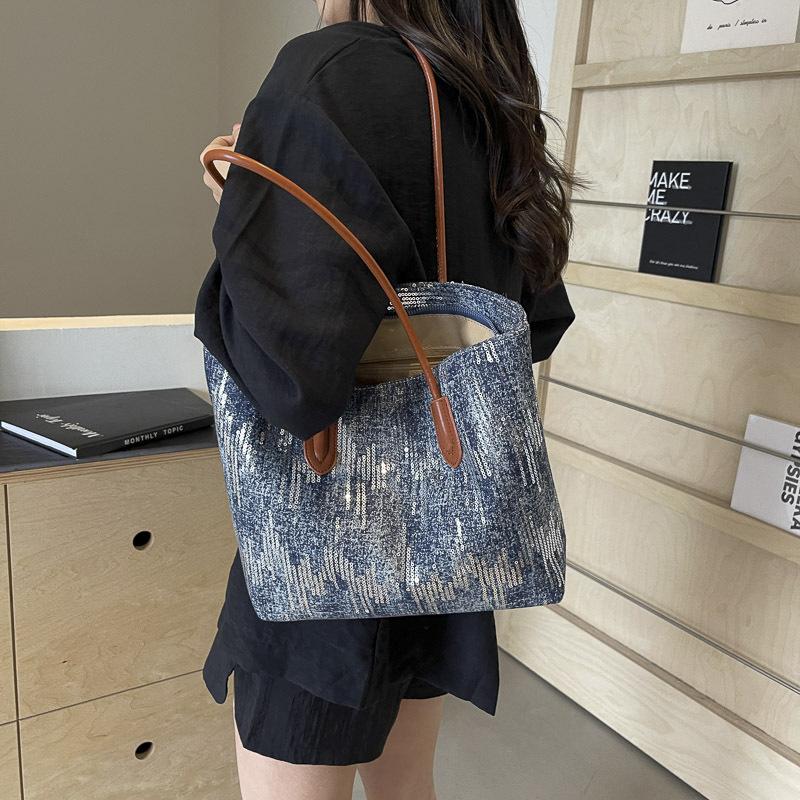 Fashion Large-capacity Tote Bag Women's New Simple Casual Shoulder Bag Denim Women's Bag
