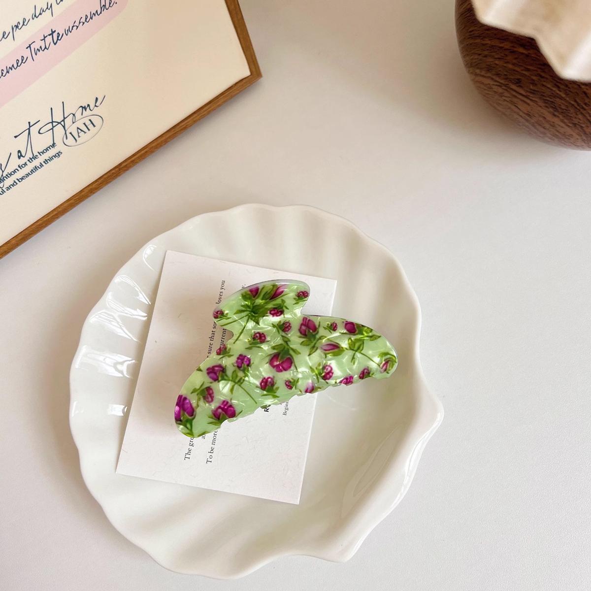 

1 шт. 1 шт. новая заколка для волос из акрила с принтом, ретро, цветочная, красивая, элегантная, темпераментная, заколка-акула, модный зажим для волос