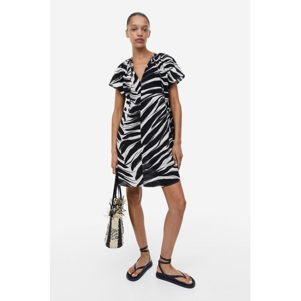 

Платье-туника из хлопка HM черно-белый узор