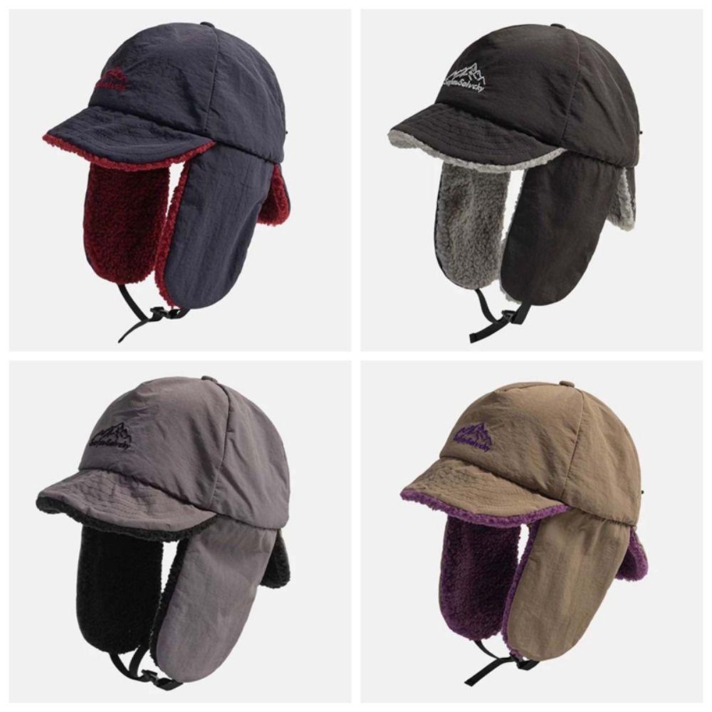 Multi-functional Earflaps Visor Hat Japanese Style Windproof Pilot Cap Ear Protection Cap  Autumn