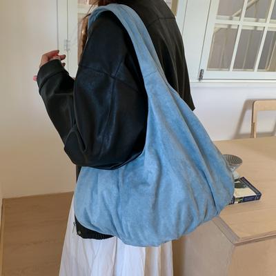 Retro Große Kapazität Wildleder-Tragetasche für Damen Einfarbige Samt-Schultertaschen für Damen Vielseitige Tragbare Handtaschen für Damen