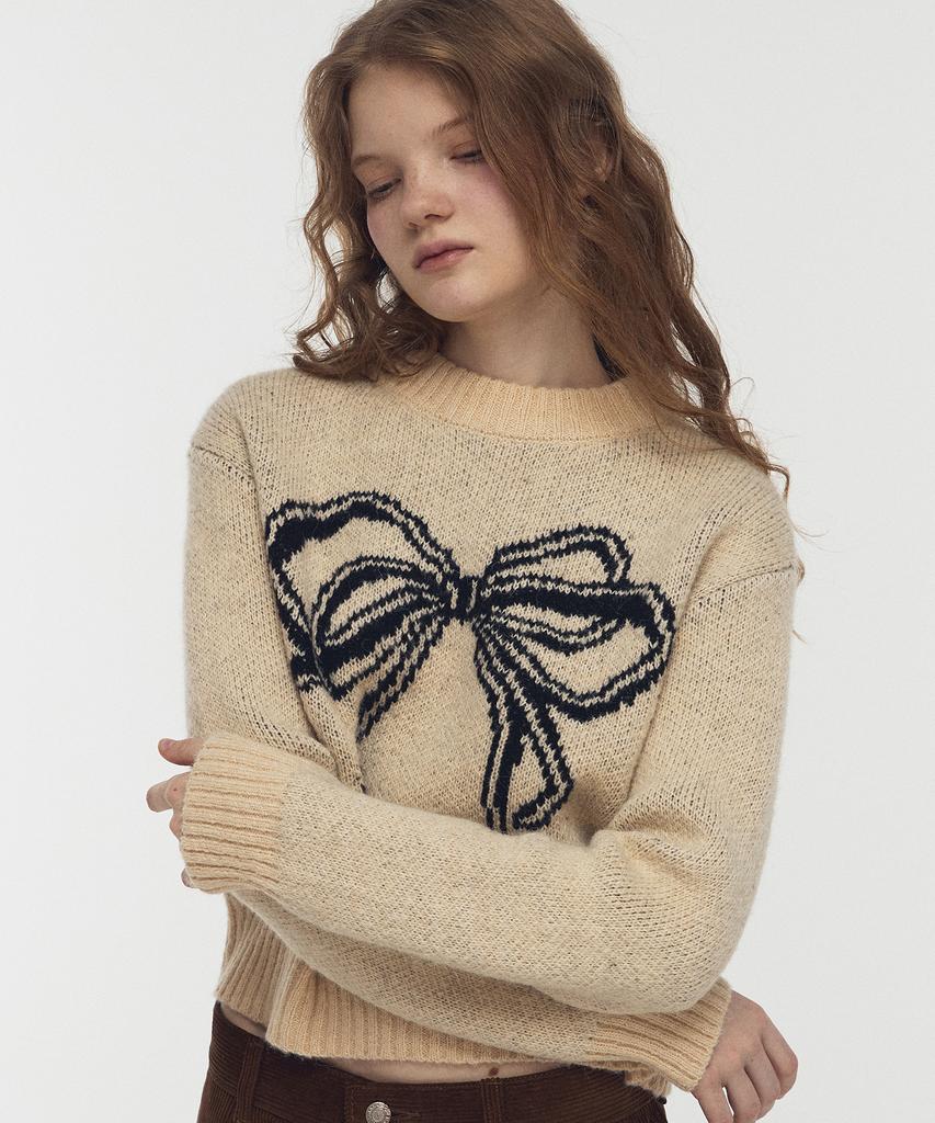 CPGN STUDIO Ribbon Brush Crop Knit Cream