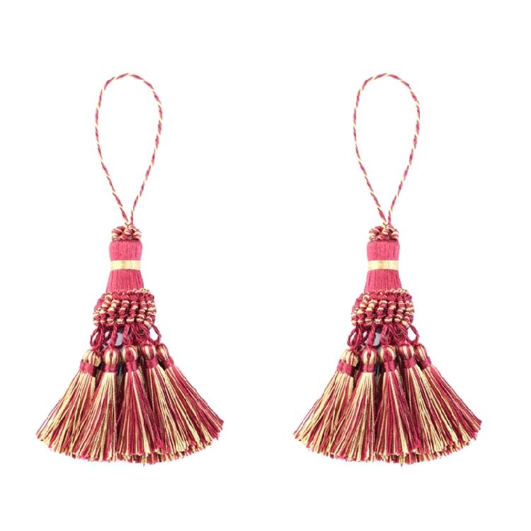 2PCS Ethnic Type Curtain Hangings Pendants Handmade Curtain Tiebacks Decoration for Living Space