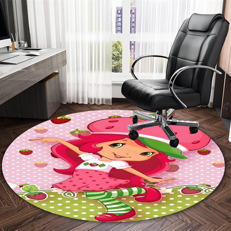 1pc Princess Strawberry2 Carpet, Round Rug, Comfortable, Suitable for Entryways, Living Rooms, Office, And Bedrooms, Christmas Decoration