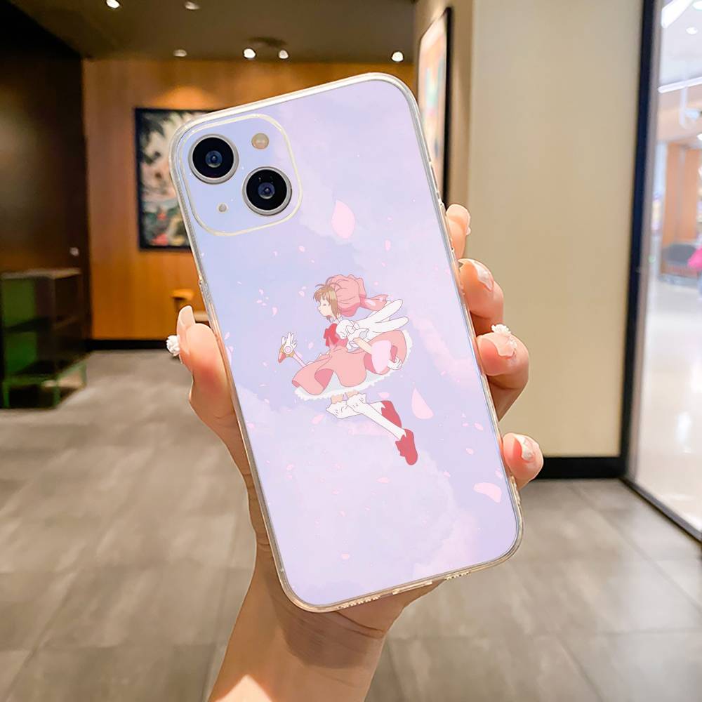 Anime cards-girl-sakura Phone Case For iPhone17,16,15,14,13,12,11 ,Pro Max, Plus Soft Silicone Transparent Cover