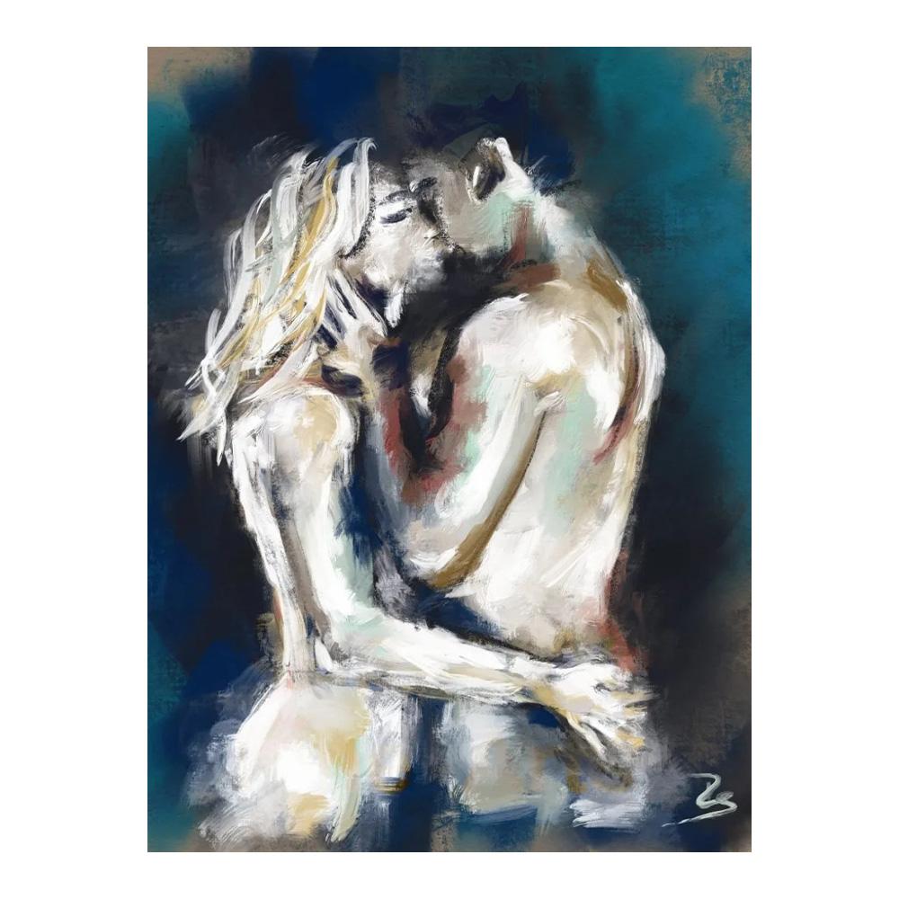 Abstract Couple Kiss Hug Erotic Nude Lovers Embracing Fantasy Sexual Poster Wall Art Pictures Canvas Painting Room Home Decor