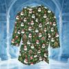 Men's Casual Christmas 3/4 Sleeve T-Shirt with Round Neck for Holiday Festive Wear