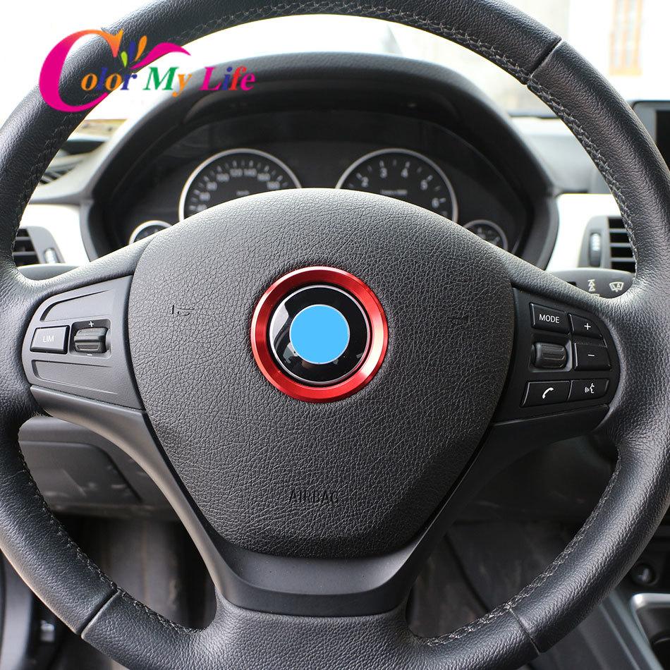 Color My Life Car Styling Steering Wheel Decoration Trim Sticker Case for BMW E39 E36 E60 E90 E34 E46 Aluminium