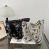 Canvas Zipper Shoulder Bag for Women Butterfly Print Casual Tote Bags Large Capacity Fashion