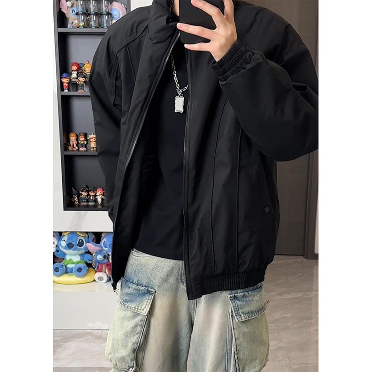 

Men s Winter Stand Collar Cotton Jacket - Asymmetrical Cut Parka S [Recommended 40-45 kg]