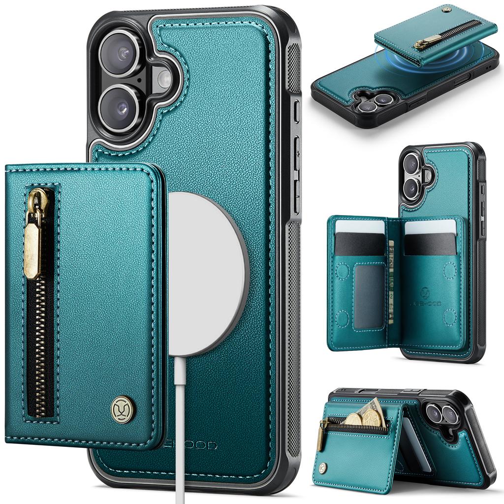 2 In 1 Detachable Magnetic Zipper Leather Cards Solt Wallet Case For iPhone 17 Pro Max 16 Plus 15 14 13 12 11 Phone Bag Cover