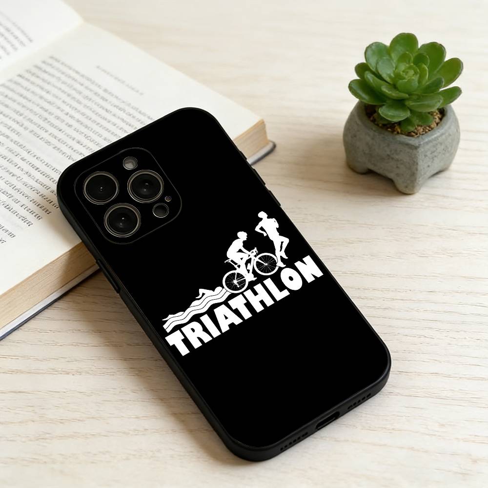 

Triathlon Swim Bike Run Tri Life Phone Case For iPhone 17,16,15,14,13,12,11 Plus,Pro Max,XS,Soft Silicone Black Cover iPhone14Plus