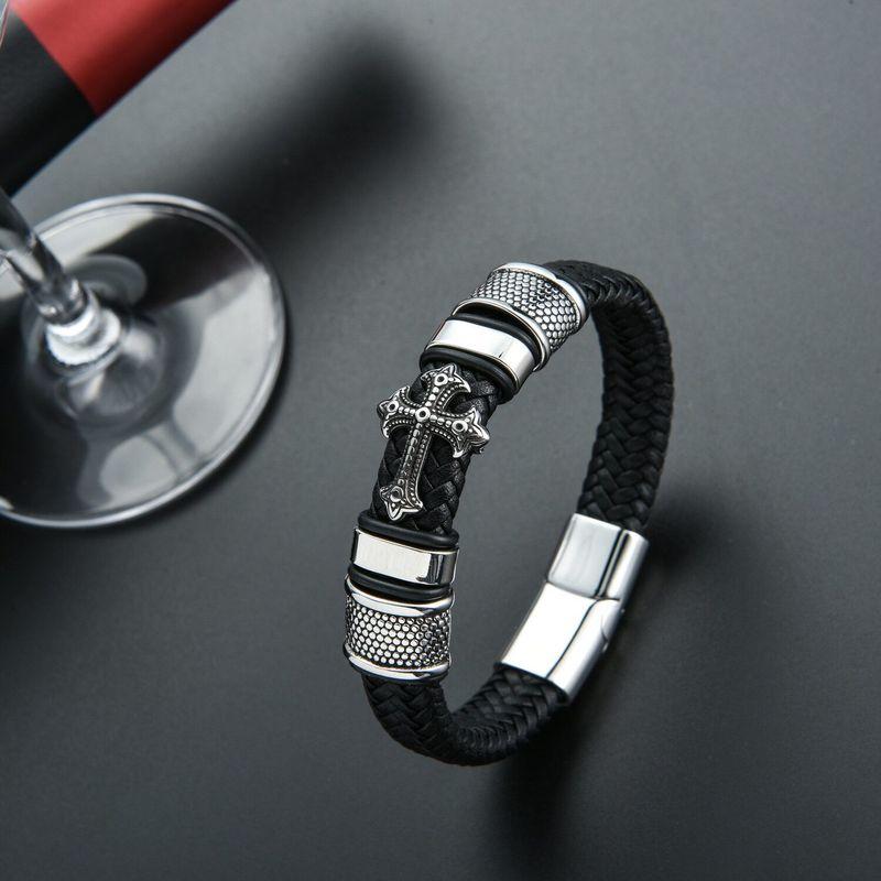 Fashion New Arrival Stylish Retro Multi-layer Leather Bracelet Fashion Trendy Men Magnetic Buckle Commemorative Gift Jewelry Bracelet