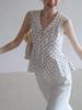 EGKA Women's Navy Polka Dot Sleeveless Slim Fit Top – Summer Korean Style
