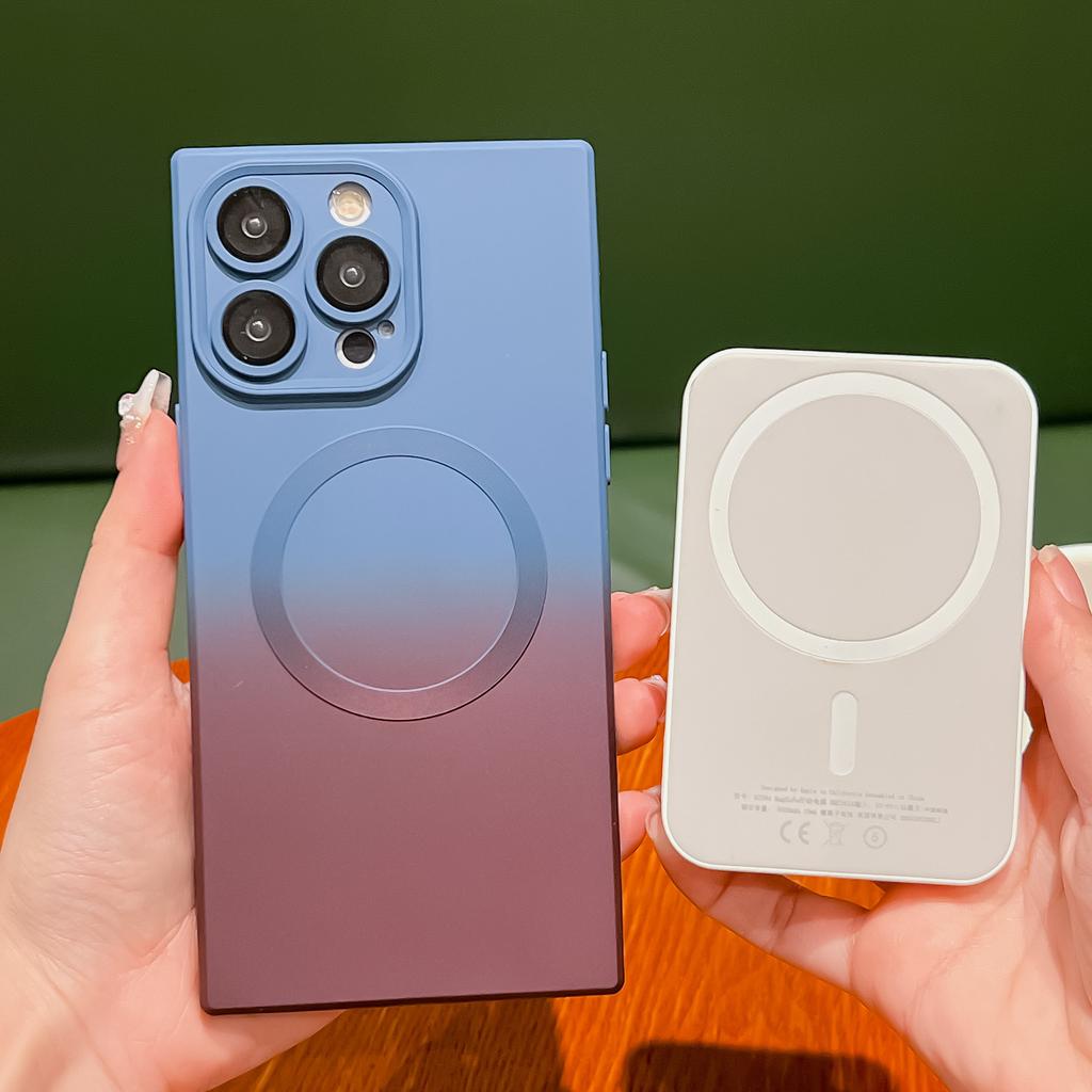Applicable to iphone14ProMax mobile phone case gradual change square magnetic case Apple 13 lens film integrated protective case