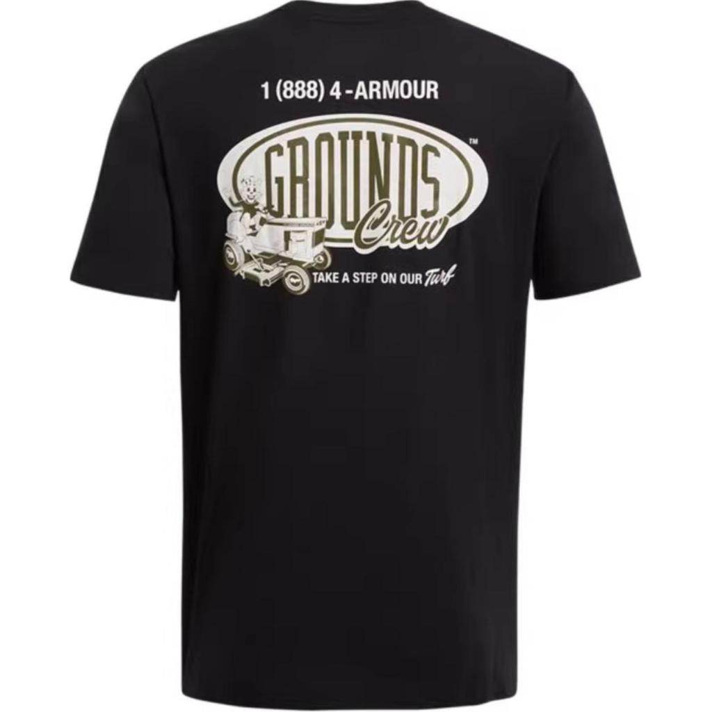Under Armour Grounds Sports Lifestyle Series Logo Design Round Neck Breathable Training Short Sleeve T-Shirt Men T-Shirts Black 1387718-001