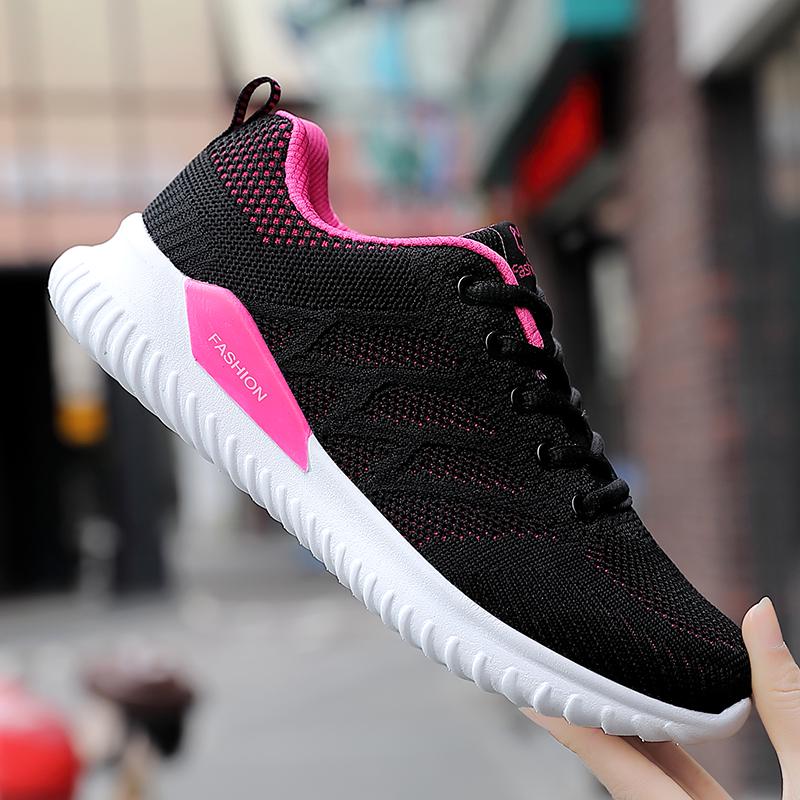 

Новая модная женская обувь больших размеров, спортивная обувь, летающая тканая обувь, кроссовки, спортивные сандалии 41 чёрный/ярко-розовый