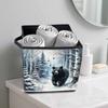 A Black Bear Taking A Walk 5D Diamond Painting Storage Basket Full Round Drill Mosaic Diamond Embroidery Cross Stitch Kits Home Decor Home Decor